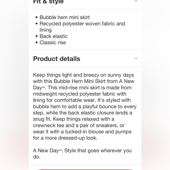 Women's Bubble Hem Mini Skirt - A New Day™ Red new - Picture 8 of 9